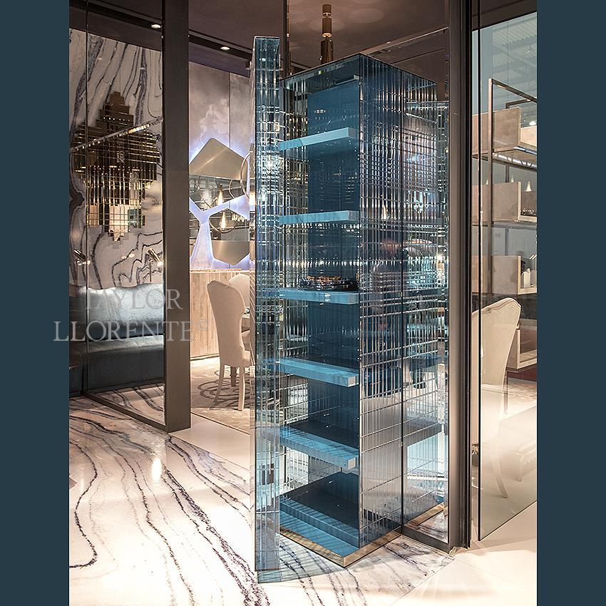 ENGRAVED BLUE GLASS PIX1003 TAYLOR LLORENTE FURNITURE