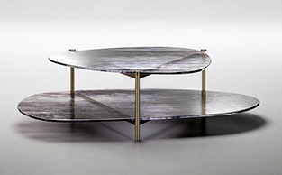 MODERN MURANO GLASS TWO TIER LOW TABLE