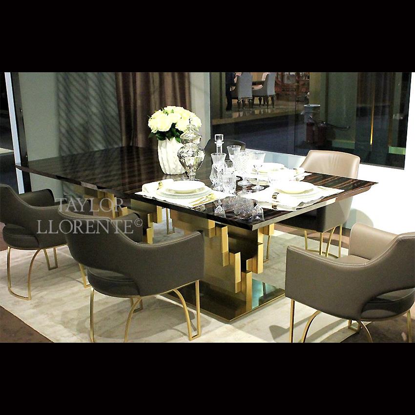Designer High End Macassar And Gold Dining Table Taylor Llorente Furniture