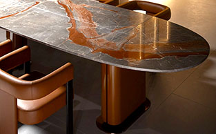 ARCHITECTURAL MARBLE  & COPPER TABLE