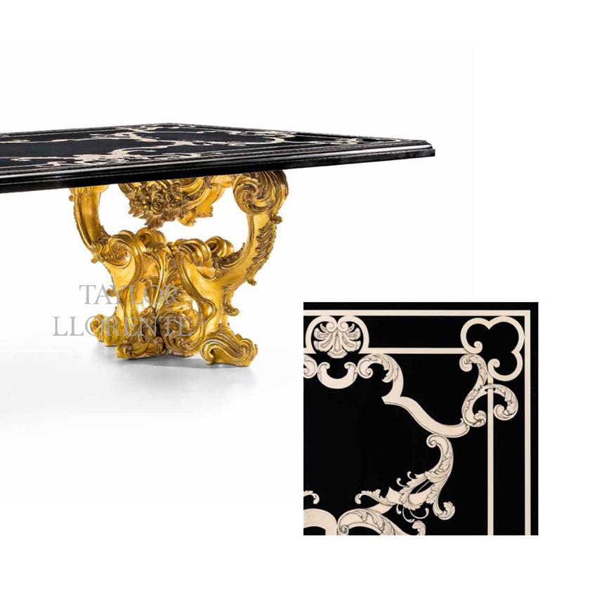 detail of decoratively carved gold baroque table 