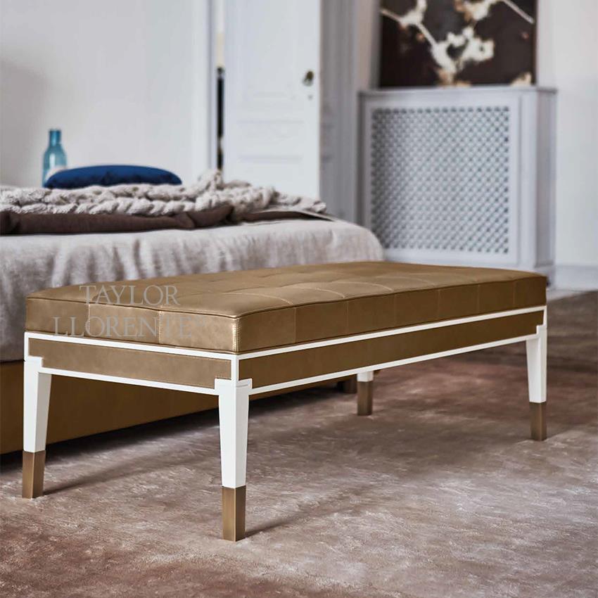 Luxury Bronze Leather Bed End Bench TAYLOR LLORENTE FURNITURE