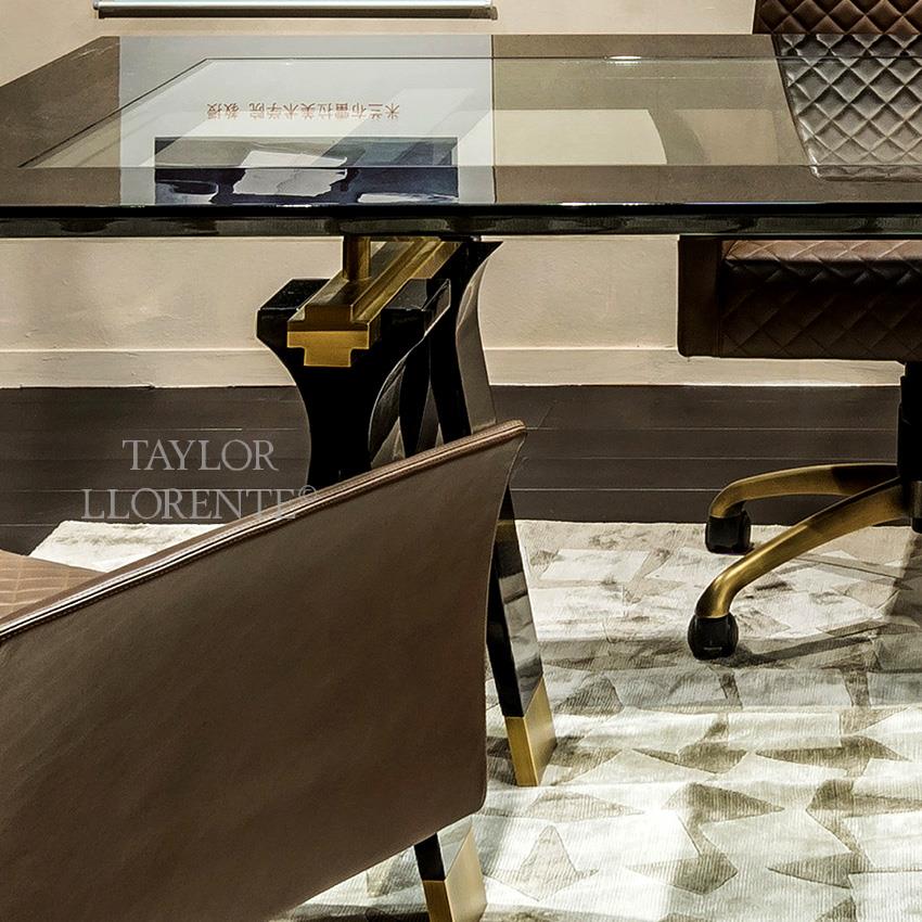 Luxury Desk Black Lacquer And Brass Detailed Desk Taylor