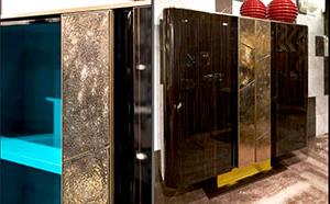 MACASSAR EBONY AND CERAMIC TALL CABINET