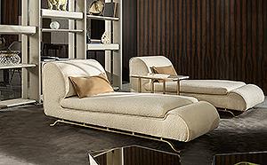 DESIGN CHAISE LONGUE WITH BRONZE FRAME