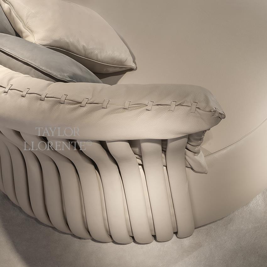 Circular Designer Sofa With Leather, Circular Leather Sofa