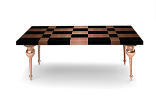  COPPER LEAF CHEQUERED DINING TABLE