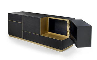 LEATHER & BLACK OAK CREDENZA ATR100