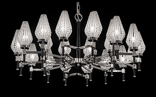 CRYSTAL AND LEATHER CHANDELIER