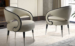 DECO EBONY AND LEATHER ARMCHAIRS