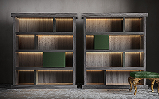 DISPLAY BOOKCASE IN EUCALYPTUS WOOD