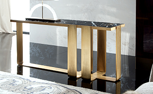 ENGRAVED GOLD FREESTANDING CONSOLE TABLE