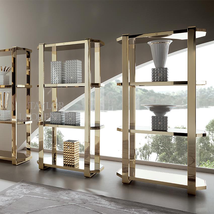 Luxury Gold Bookcase - Designer High End Display Unit | TAYLOR LLORENTE