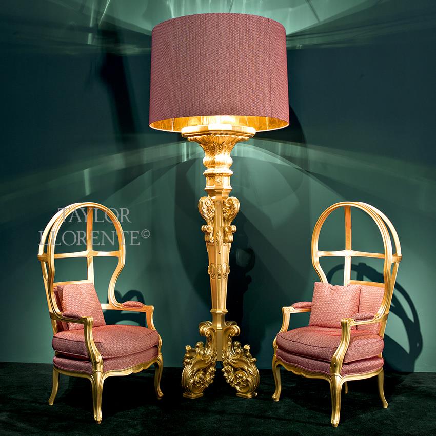 luxury golf leaf porters chair with gold leaf baroquer floorlamp