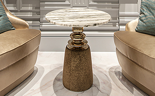 50% SALE Marble and Gold Metal Side Table