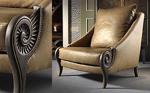 CARVED & UPHOLSTERED ARMCHAIR