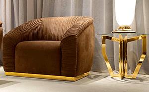 GOLD PLINTH CONTEMPORARY ARMCHAIR