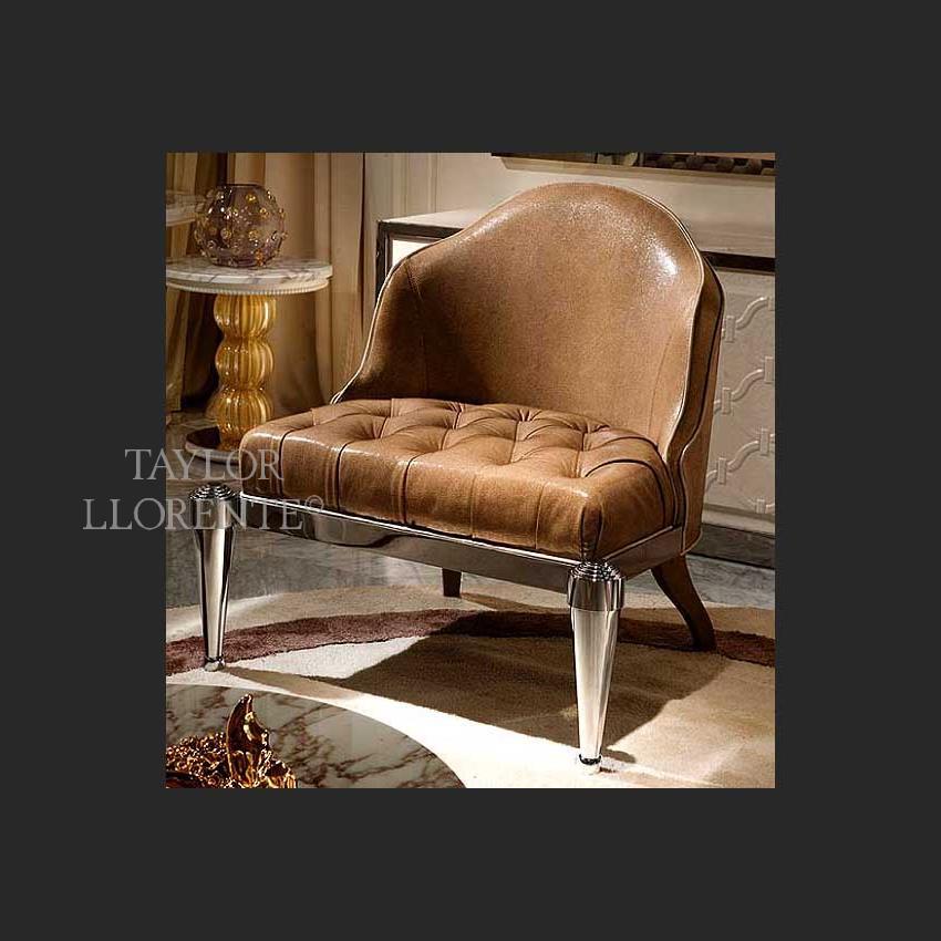 DESIGNER STEEL & LEATHER ARMCHAIR TAYLOR LLORENTE FURNITURE
