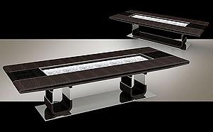 ARCHITECTURAL EBONY DINING TABLE WITH PEARL INLAY