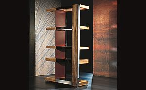 ZEBRANO WOOD SHELVING WITH LEATHER