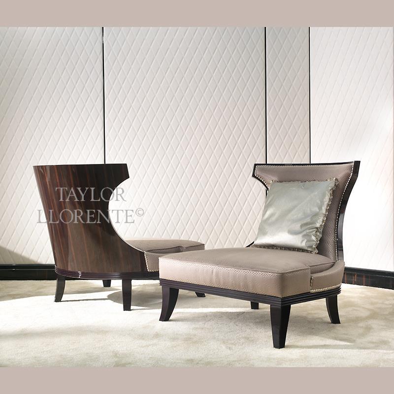 low upholstered armchair in empire style 
