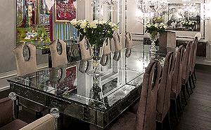 VENETIAN GLASS DINING TABLE - ETCHED & ENGRAVED
