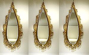 EXTREMELY LARGE 'STUDIO' 22 CARAT GOLD ART SK MIRROR