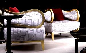 GILT FRAME UPHOLSTERED COCKTAIL ARMCHAIRS DESIGN