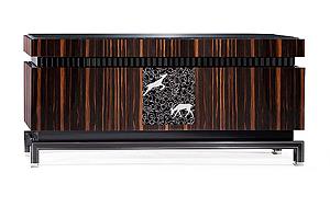 GLASS & MACASSAR EBONY CREDENZA