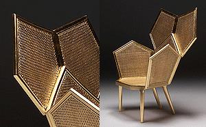 GOLD LEAF DOUBLE CANE CHAIR