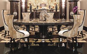 LUXURY MACASSAR EBONY INLAID DINING TABLE