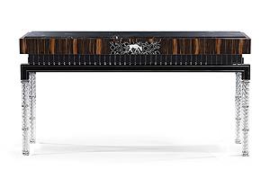 MURANO CUT GLASS & MACASSAR EBONY CONSOLE 