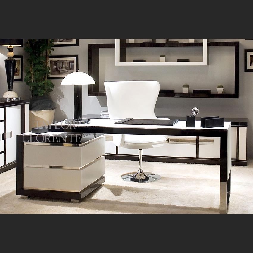 DESIGNER CHIC MACASSAR EBONY & LEATHER DESKS | TAYLOR LLORENTE FURNITURE