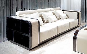 ARCHITECTURAL LEATHER SOFA - MACASSAR EBONY
