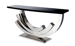 POLISHED NICKEL GRAND CONSOLE TABLE