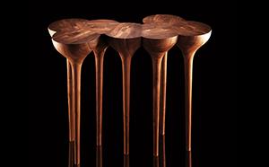 SCULPTURAL WALNUT CONSOLE TABLE