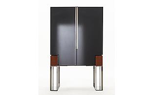 DESIGN BLACK LACQUER & BLACK NICKEL COCKTAIL BAR CABINET