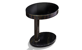 MACASSAR & BLACK GLASS OCCASIONAL TABLE