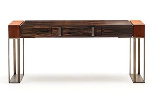 EBONY CONSOLE TABLE WITH LEATHER
