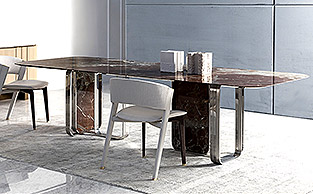 LONG MARBLE DINING TABLE 