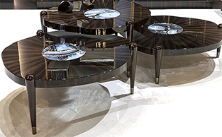 MARBLE INLAID COFFEE TABLE CLUSTER