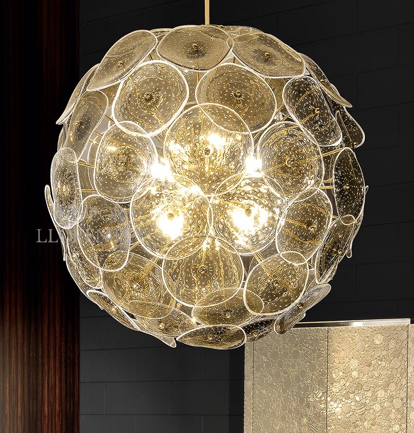 hand blown gold speckled murano glass chandeleir
