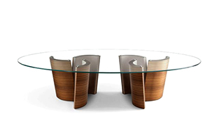MODERNIST GALLERY SCULPTURAL WALNUT & LEATHER TABLE