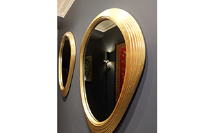 50% SALE Sculptural Gold Leaf Mirrors - Pair