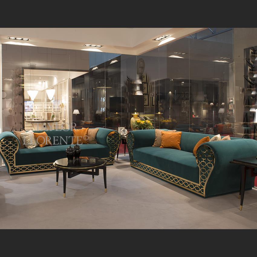 LUXURY SOFAS Sofa with Gold Metal Fretwork Design TAYLOR LLORENTE