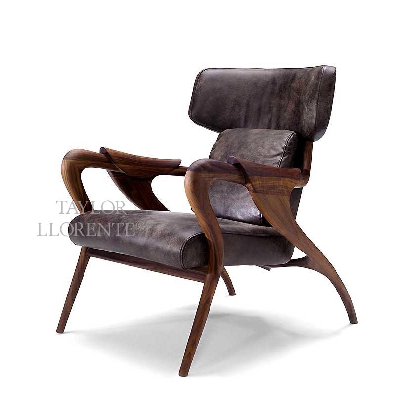 HIGH END SCULPTURAL WALNUT ARMCHAIR TAYLOR LLORENTE FURNITURE