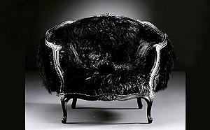 QK LONG FUR CARVED ARMCHAIR