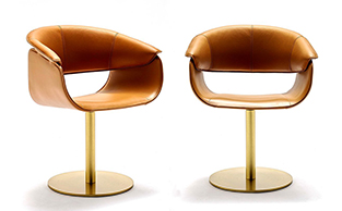 Luxury Italian Leather Chair on Bronze Swivel Base