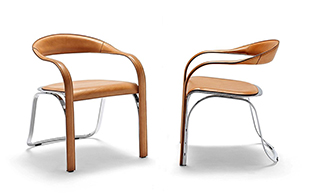 Leather and Steel Swing Back Chair