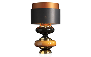 LUXURY ITALIAN CERAMIC TABLE LAMP AMBER & BLACK